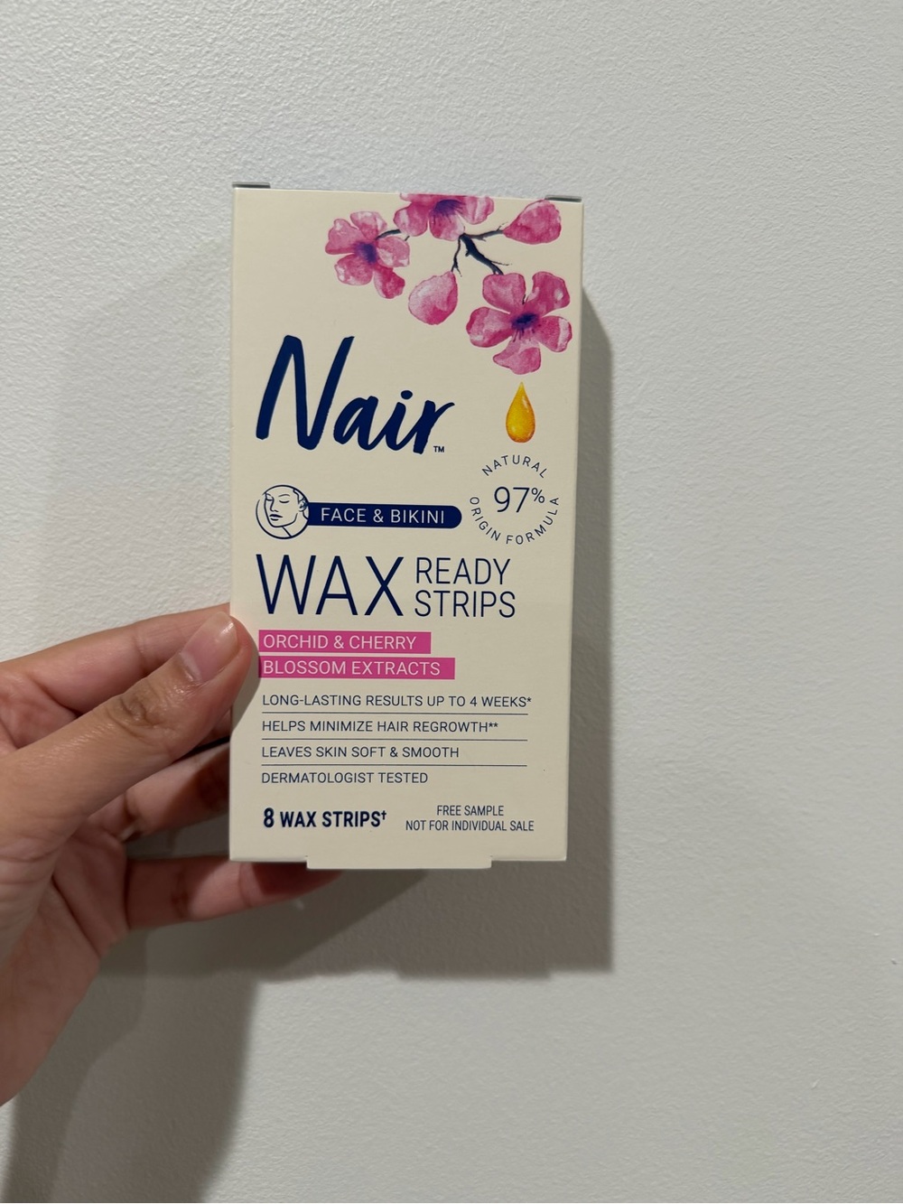 NWB Nair Orchid & Cherry Wax Ready Strips- 8 Pack